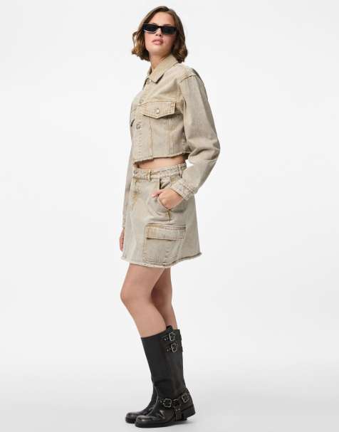 Pieces Mini skirt in sandshell - view 1