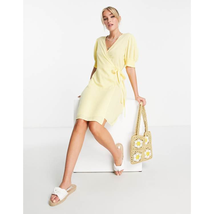 Asos yellow store wrap dress