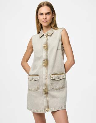 Pieces - Minikleid in Sandmuschel-Weiß