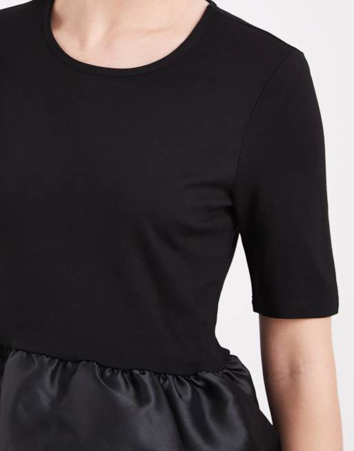 Pieces – Minikleid in Schwarz mit Ballonrock aus Satin, 3 von 4