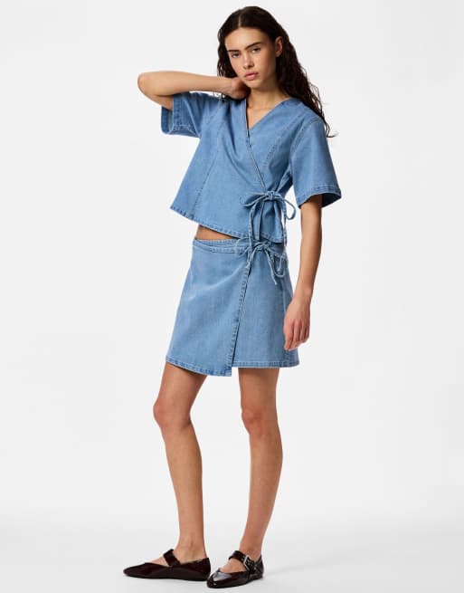 Pieces – Minirock aus hellblauem Denim, 5 von 7