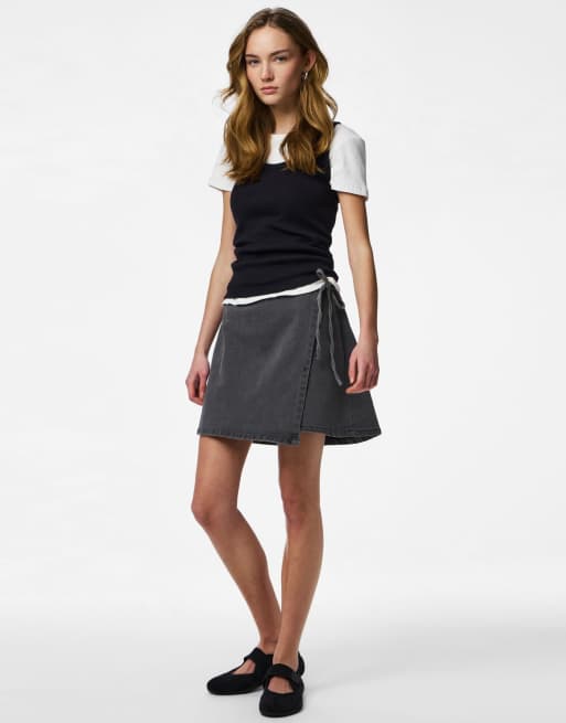 Pieces - Minirok in grijs denim, 3 van 6