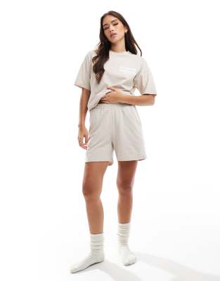 Pieces mix and match sweat short in cream - view 1