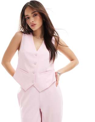 Pieces Pieces mix and match tailored waistcoat in roseate pink