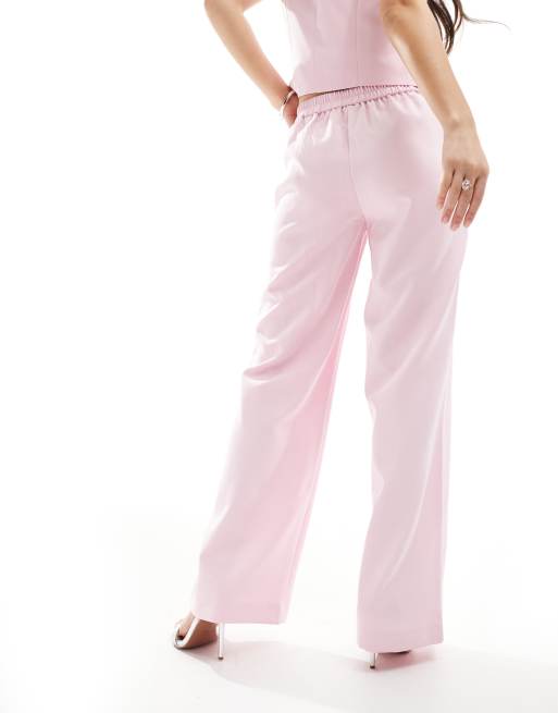 Pieces Mix and Match tailored wide leg pants in roseate pink, 3 of 5