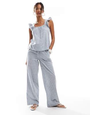 Pieces Mix And Match Tie Waist Cotton Wide Leg Pants