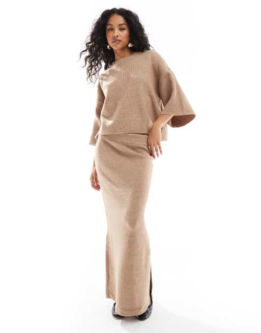 Pieces Mix & Match cropped jumper in taupe (part of a set), 4 of 4