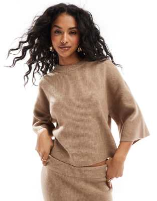 Pieces Mix & Match Cropped Sweater In Neutral