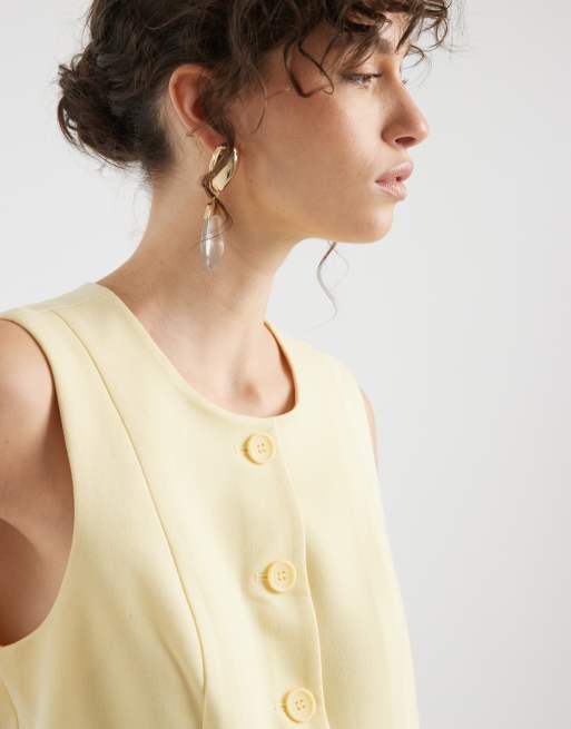 Pieces - Mix & Match - Gilet de tailleur ajusté - Jaune pâle, 3 de 4