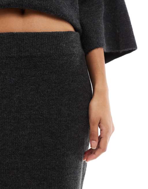 Pieces mix & match knitted maxi skirt in charcoal - part of a set