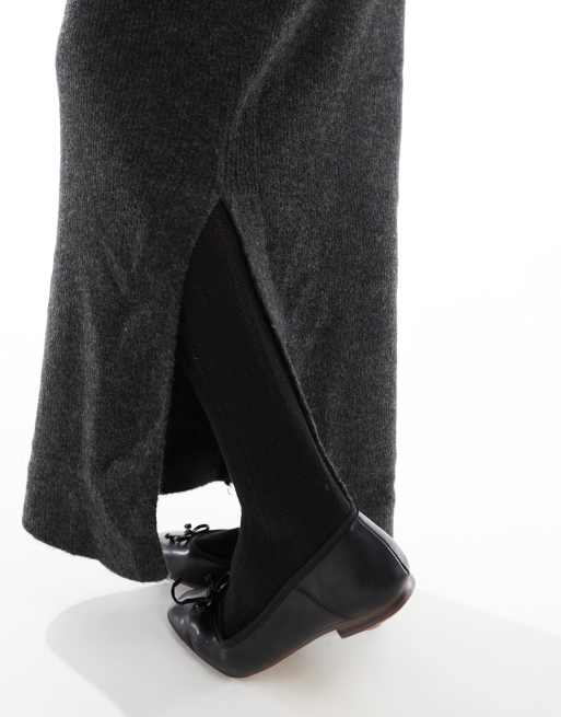Pieces mix & match knitted maxi skirt in charcoal - part of a set
