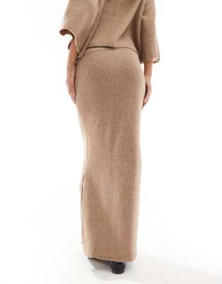 Pieces Mix & Match Knitted Maxi Skirt In Neutral