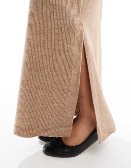 Pieces mix & match knitted maxi skirt in taupe - part of a set