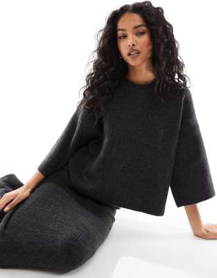 Pieces - Mix & Match - Kurz geschnittener Pullover in Anthrazit, Kombiteil-Grau