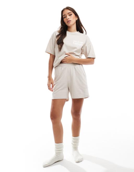 PIECES - Mix og match - Cremefarvede sweatshorts