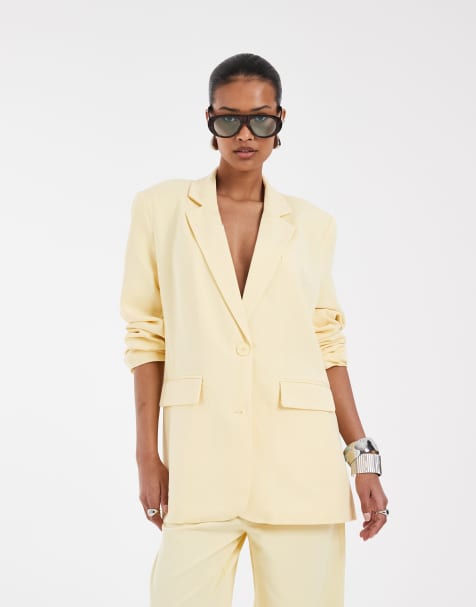 PIECES - Mix og match - Oversized lysegul skræddersyet blazer i firkantet pasform - view 1