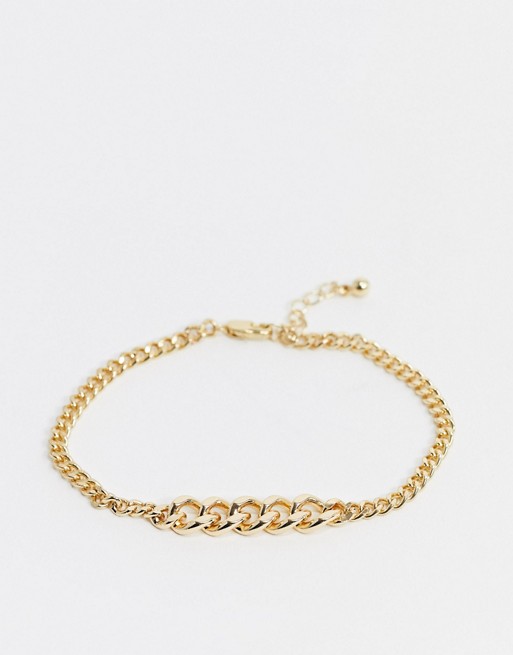 Pieces mixed chain bracelet in gold