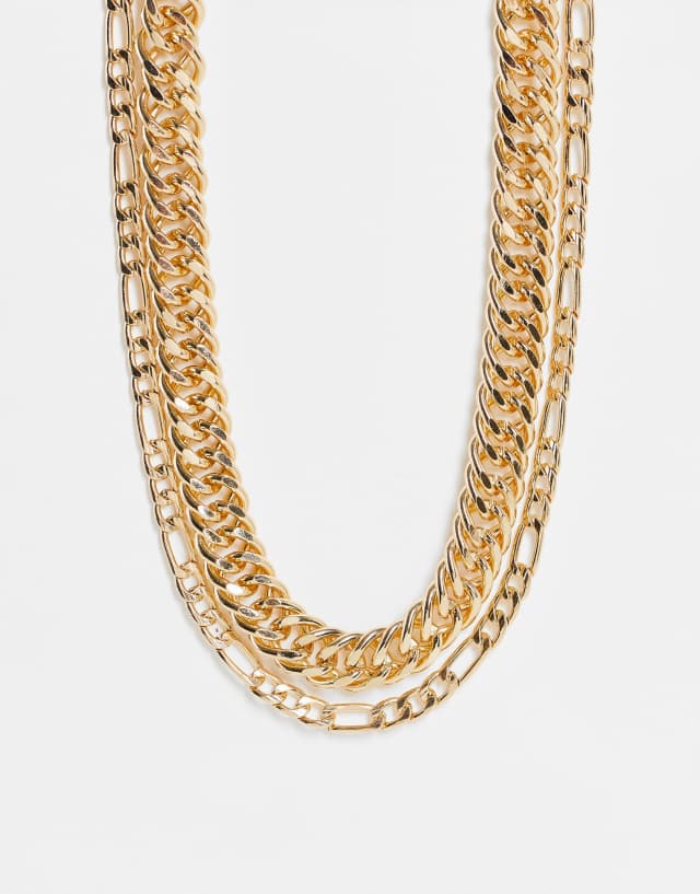 Pieces mixed chain necklace in gold