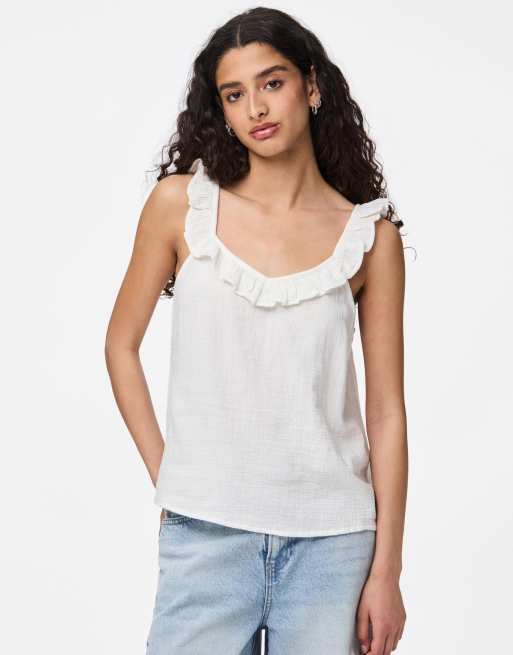 Pieces – Molnvit ärmlös topp