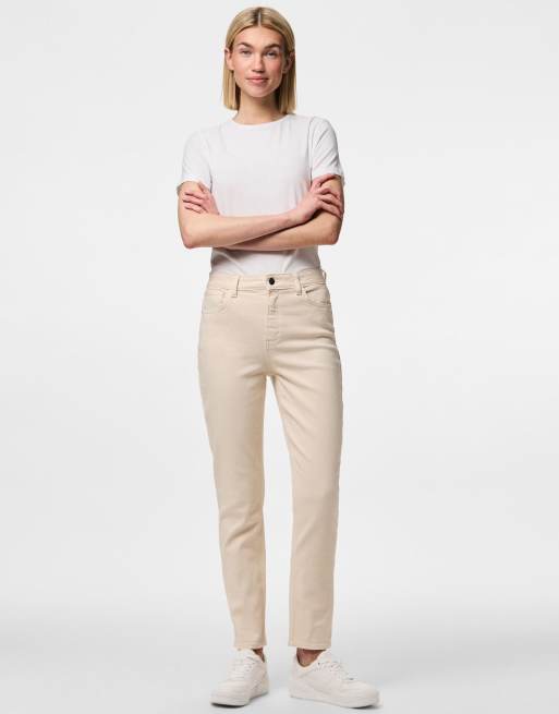 Pieces - Mom jeans in whitecap grijs