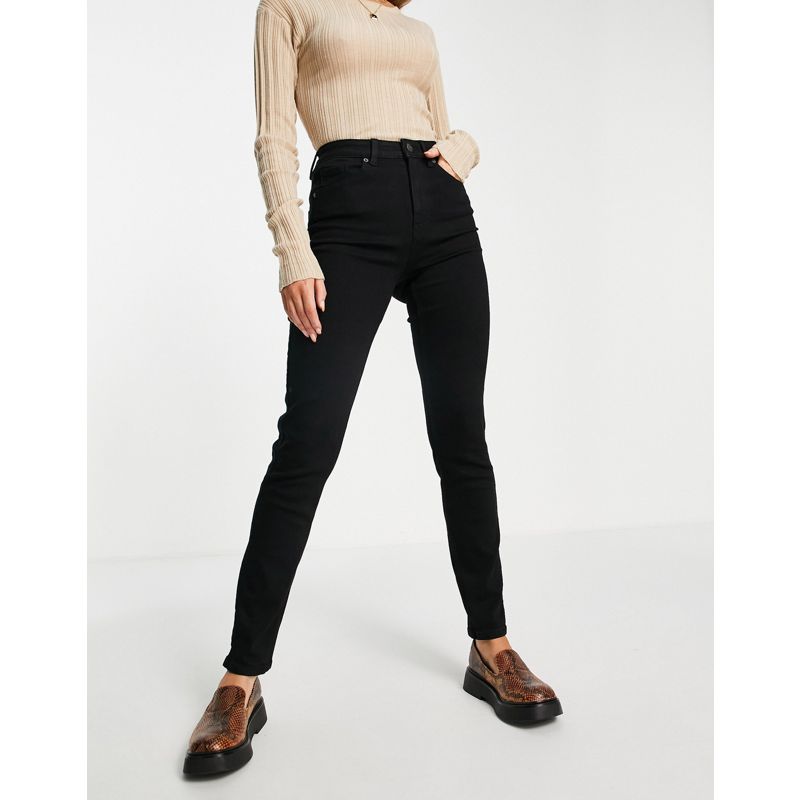 Jeans 8LQxv Pieces - Mom jeans slim in misto cotone organico a vita alta neri