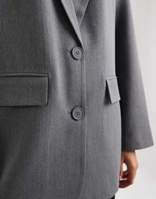 Pieces – Mörkgråmelerad, figursydd kavaj i oversized fit, 3 av 4