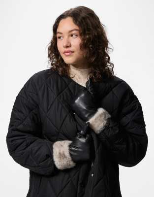 Pieces - Moufles en cuir - Noir