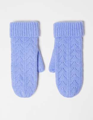 Pieces knitted pointelle mittens in blue - ASOS Price Checker