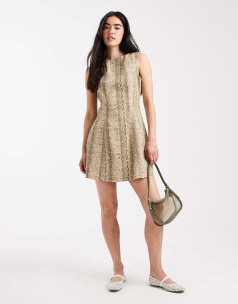 Pieces - Mouwloos denim mini-jurkje met slangenprint - view 1