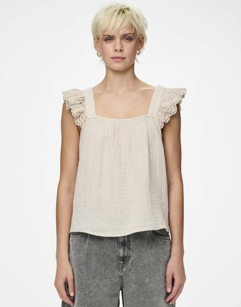 Pieces - Mouwloze top in zilvergrijs - view 1