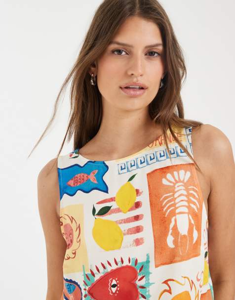 Pieces - Mouwloze top met grafische kreeft- en hartprint, deel van co-ord set - view 1