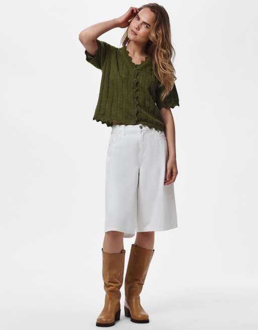 Pieces - Mørkegrøn strikket cardigan, 5 af 7