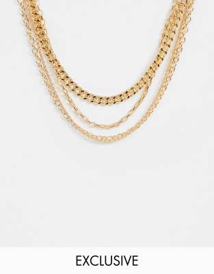 Pieces  Guldfärgat halsband med flera kedjor Guld