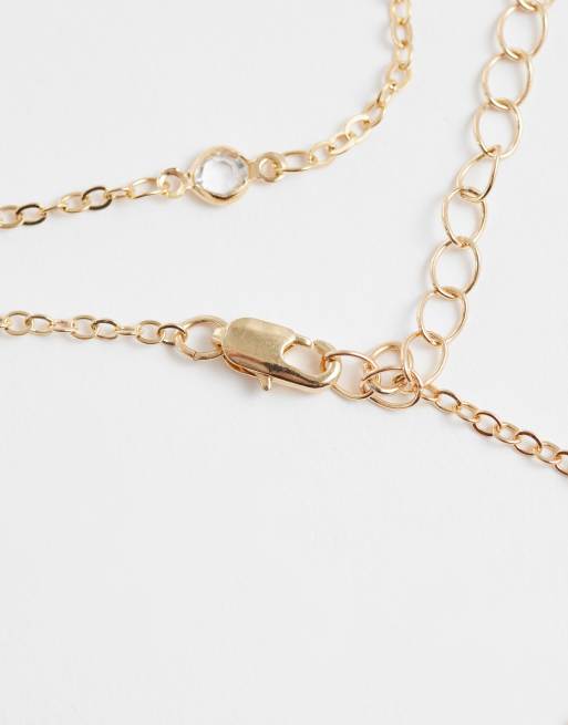 PIECES multi-chain trailing necklace in gold tone, 4 of 4