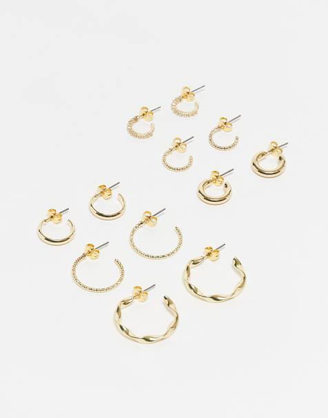 Pieces multi design hoop earring 6-pack in gold - view 1