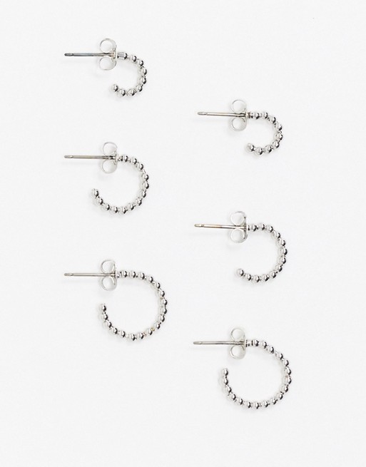 Pieces multi pack huggie earrings in silver