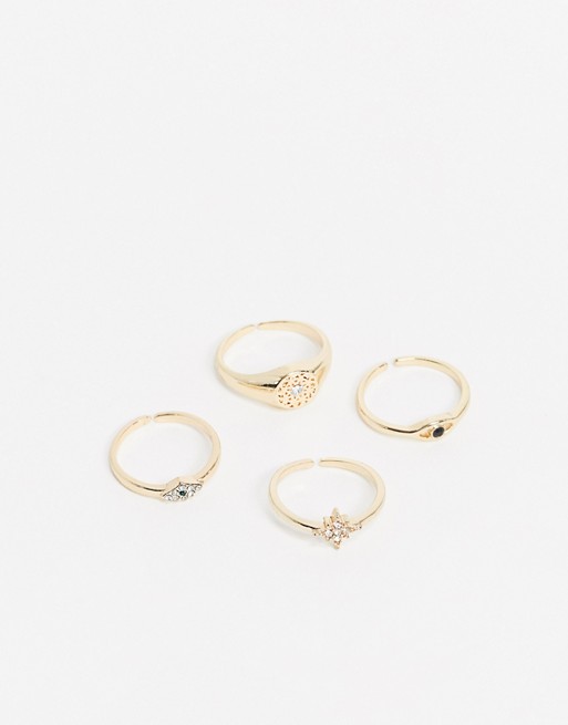 Pieces multi pack ring set in gold