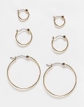 [Pieces] Pieces multi-size hoop earring 3 pack in gold-Silver One Size Silver