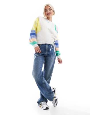 Shop Pieces Multicolour Dye Knit Wrap Front Cardigan