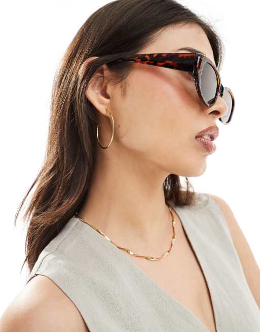 Pieces narrow oval sunglasses in tortoiseshell frame, 4 of 4