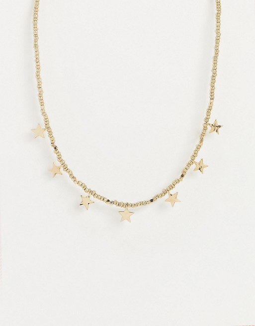Pieces necklace with star pendants in gold