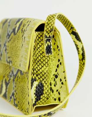 neon green snake print purse