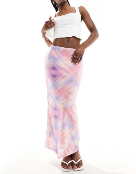 Pieces – Netzstoff-Maxikleid mit Farbverlauf in Rosa-Bunt - view 1
