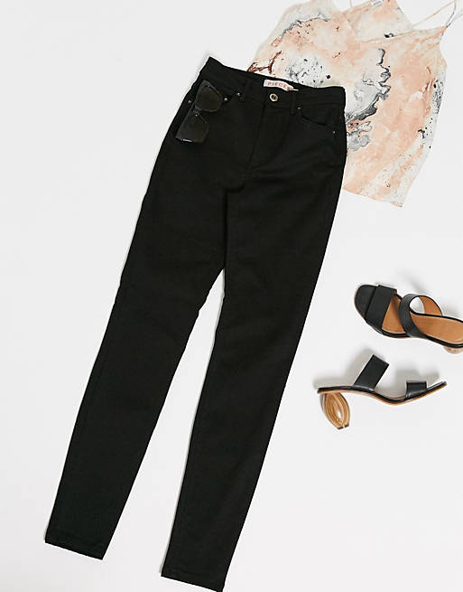 Pieces nora high waisted skinny jeans in black
