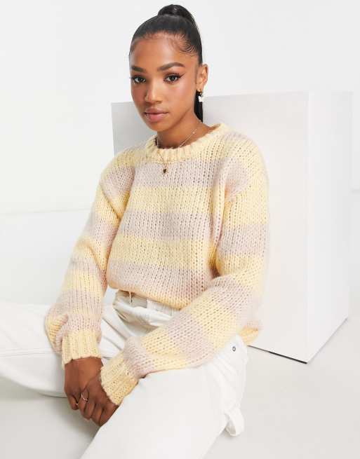 Pieces Nuta boxy striped knit sweater in multi