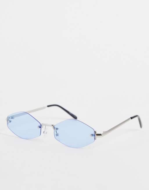 Pieces - Occhiali da sole esagonali colore blu