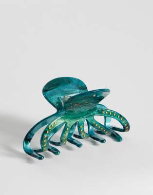 Pieces octopus hair claw clip in dark green