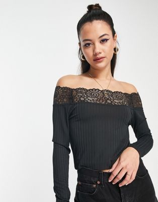 トップス theredthread S framed lace tops black THEREDTHREAD / ザレッドスレッド】S framed lace tops