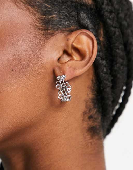 Pieces - Oorringen met madeliefjesmotief in zilver