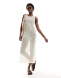 [Pieces] Pieces open knit cover up maxi dress in cream-White XL Birch